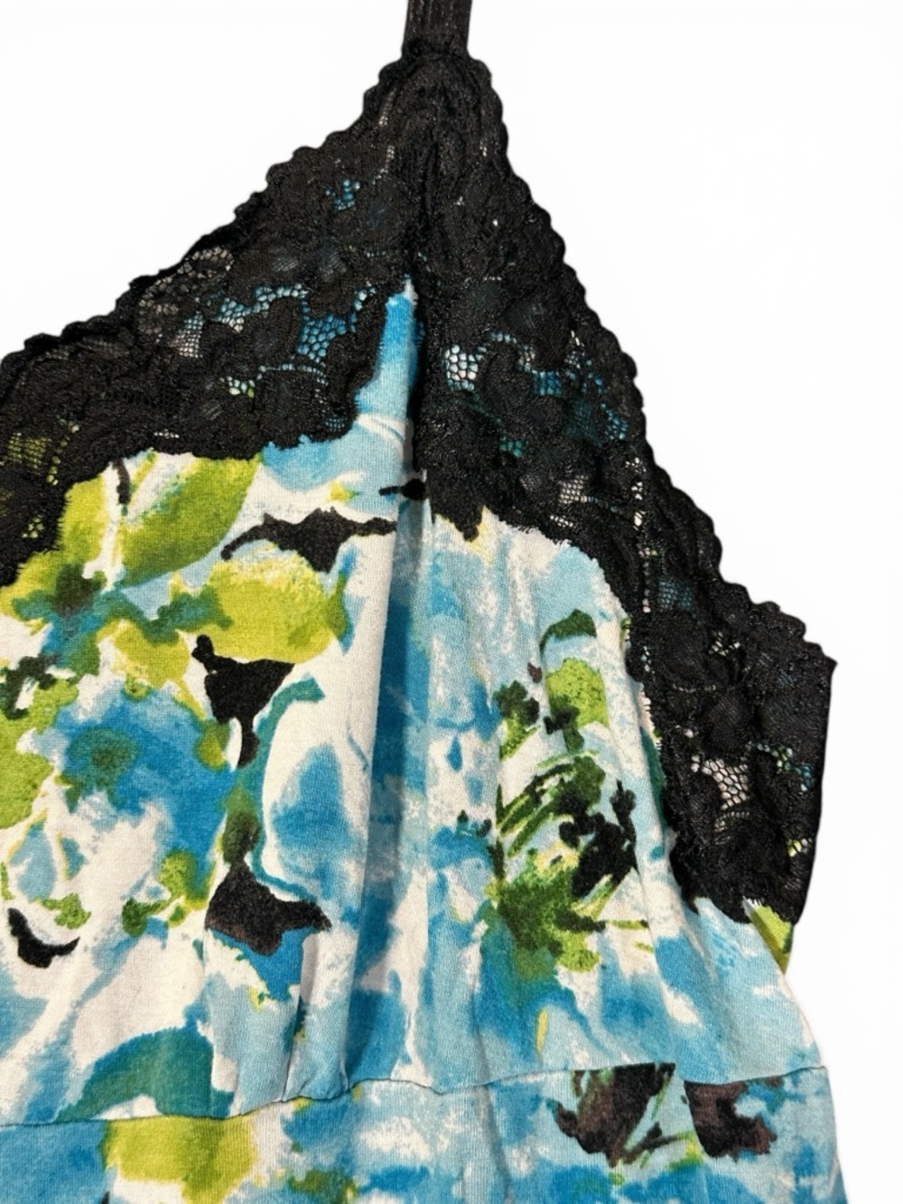 Lane Bryant Plus Sz 18/20 Lace Trim Cami Tank Top Blue Floral Y2K Layering Fairy - Picture 4 of 5